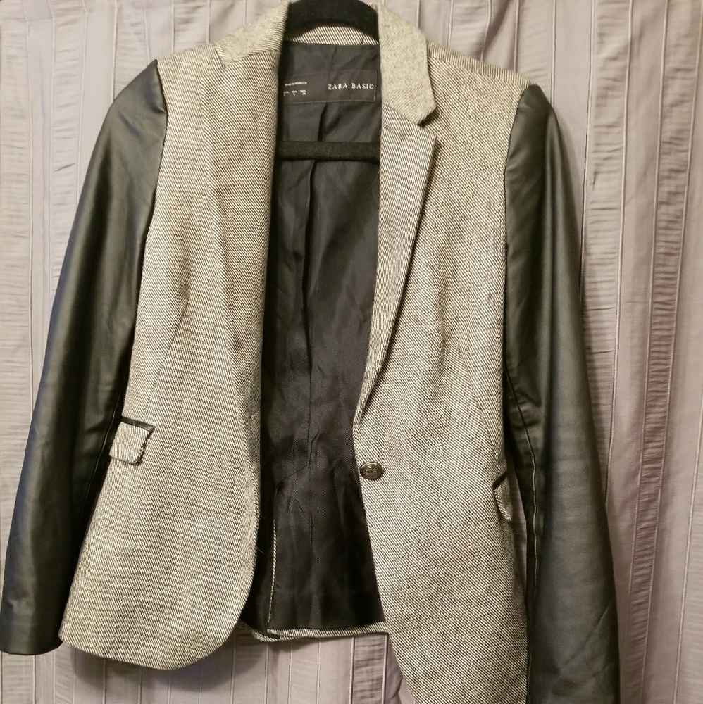 Zara Blazer with Leather Sleeves